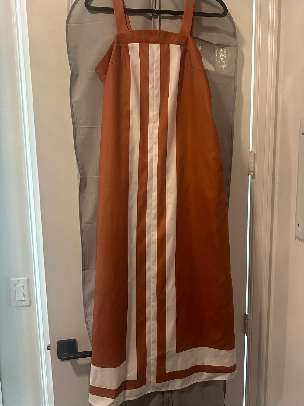 Light Summer Terracotta and White Stripe Maxi Dress - Picture 2 of 3